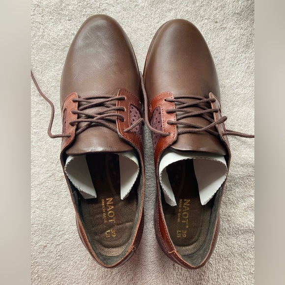 Naot Buran NWOT size 39 burgundy suede / toffee brown leather Oxford shoes - Picture 6 of 6
